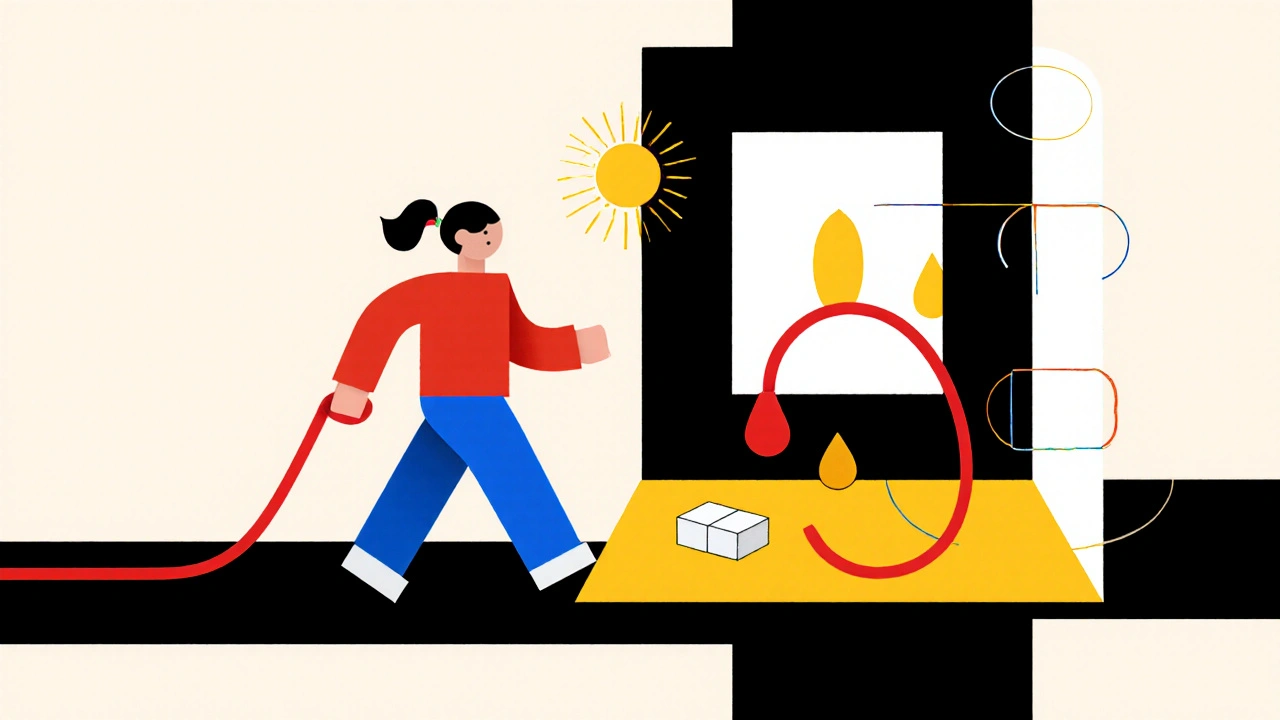Figure walking on a line toward a DEXA scanner, with calcium, vitamin D, and exercise icons.