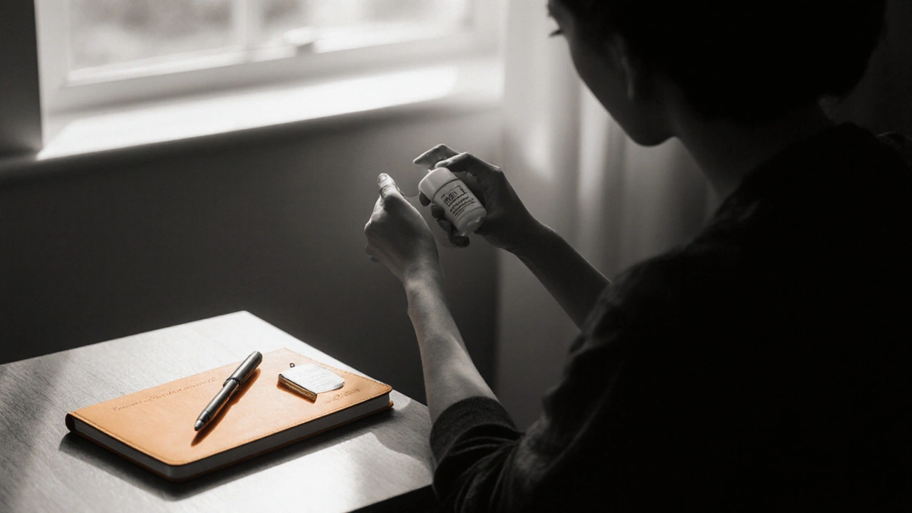 Person applying moisturizer by a sunny window with amber light.