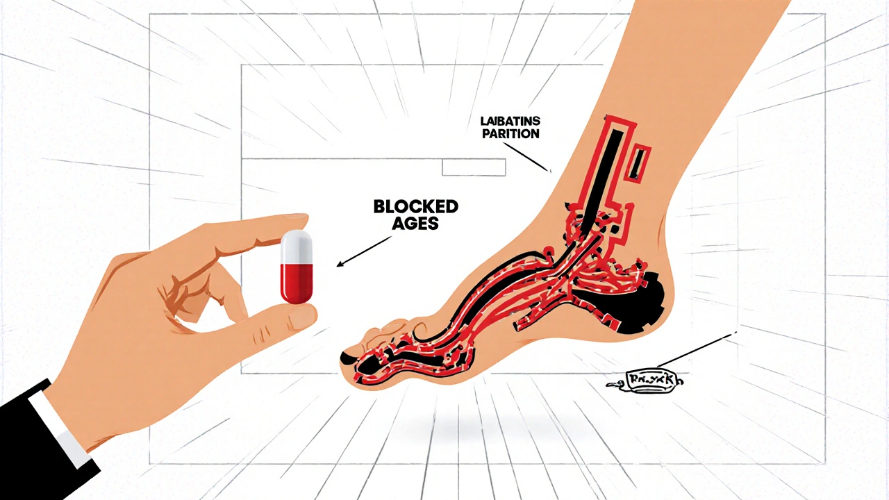 A benfotiamine capsule with abstract diabetic nerve diagram in primary colors.