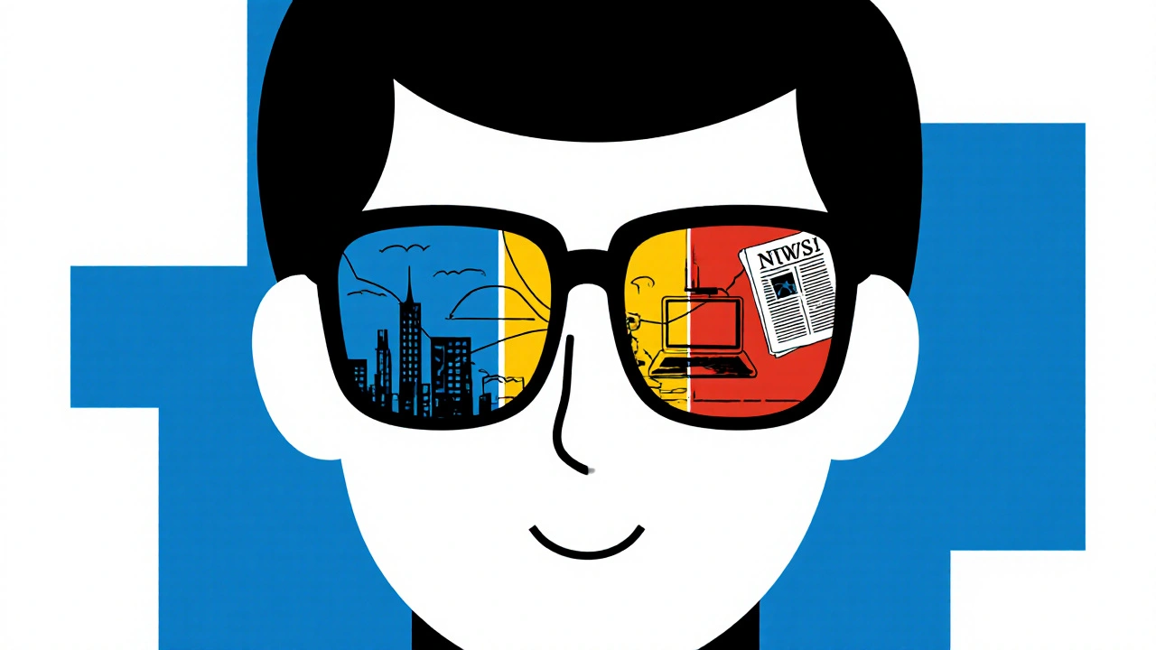 Progressive lenses showing three visual zones for distance, computer, and reading in abstract shapes.