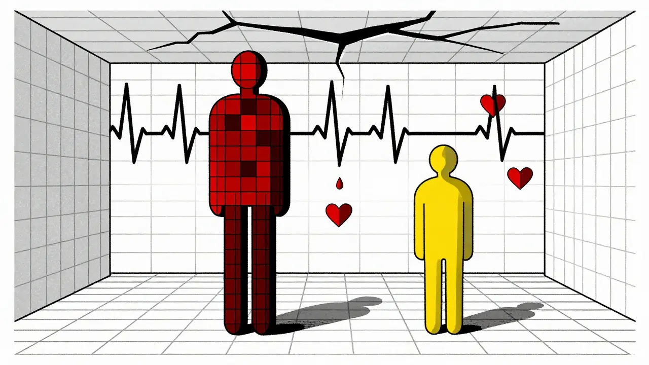 Two isolated figures representing methadone and buprenorphine treatment paths in a grid-based abstract landscape.