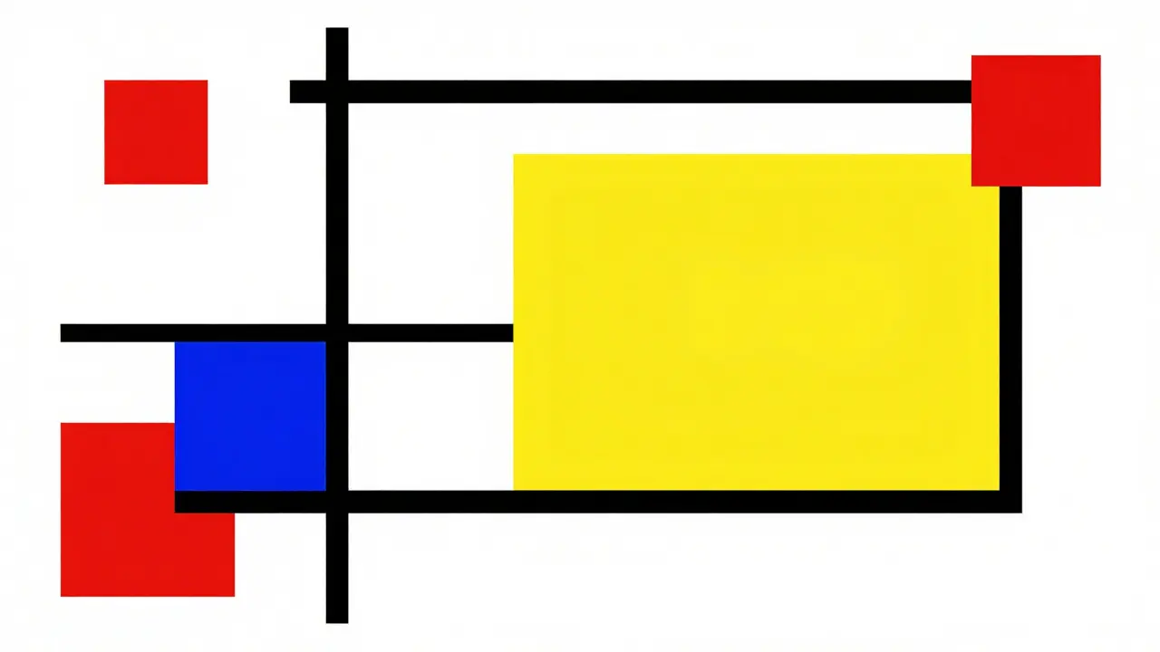 De Stijl abstract composition showing the balance between medication risk and maternal health stability.